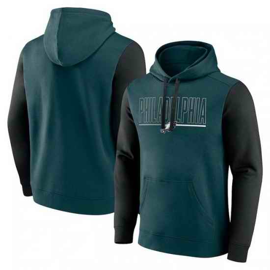 Men Black Philadelphia Eagles Outline Pullover Hoodie